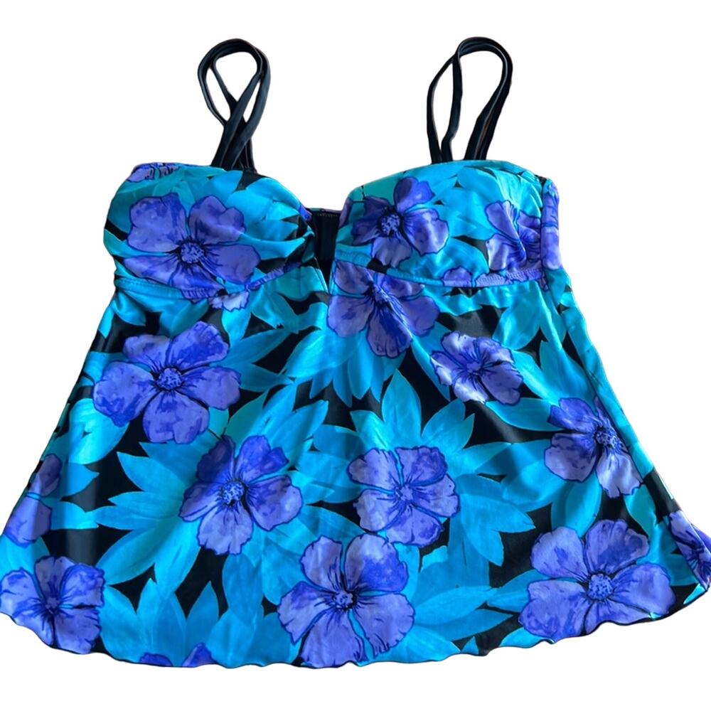 Tropical Escape Size 12 Floral Print Tankini Top